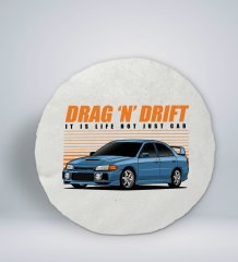 BK Gift Drag N Drift Tasarımlı Yuvarlak Araç Koltuk Yastığı-1