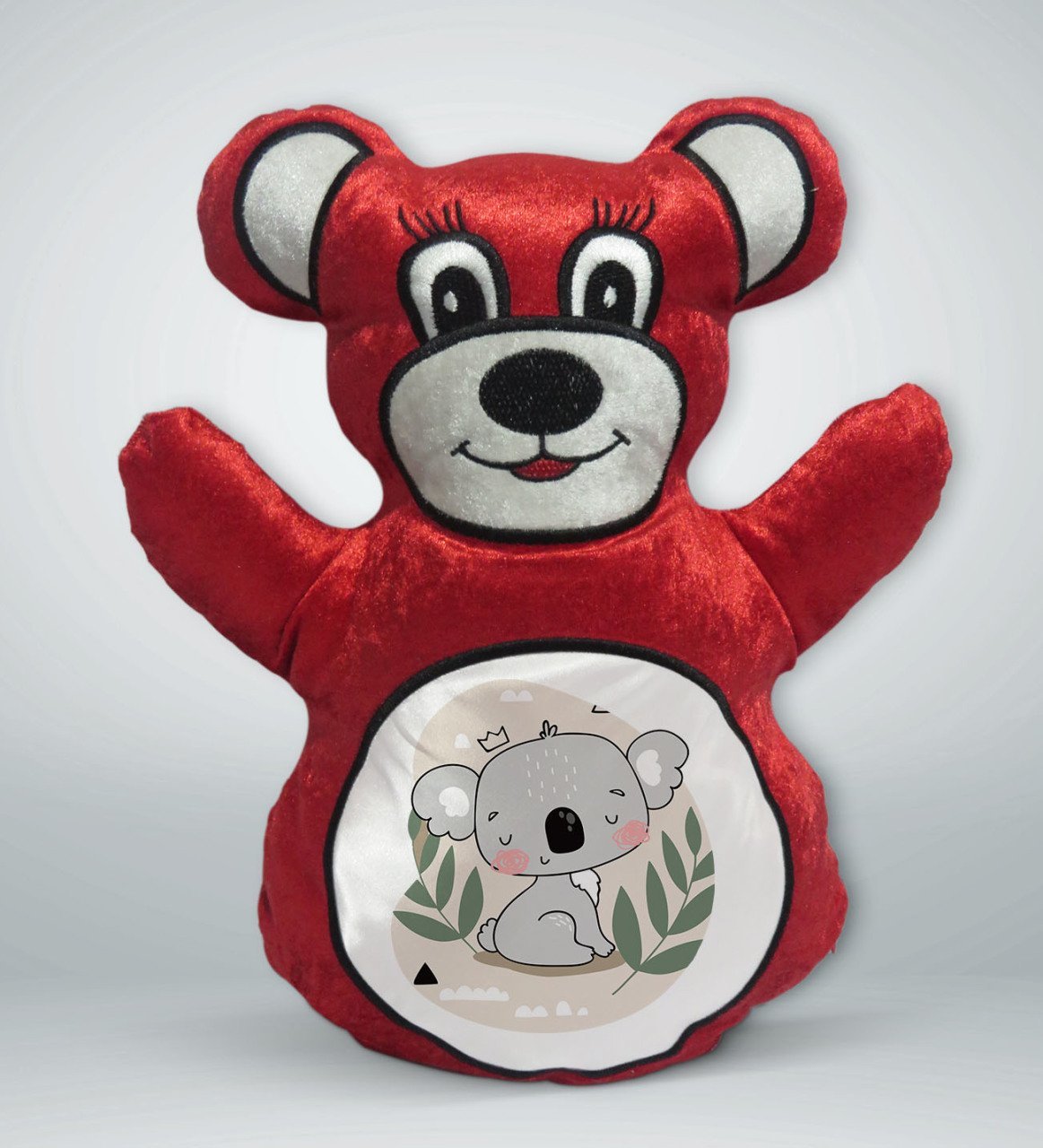 BK Gift Sevimli Koala Tasarımlı Kırmızı Ayıcık Yastık-1