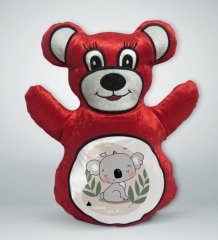 BK Gift Sevimli Koala Tasarımlı Kırmızı Ayıcık Yastık-1