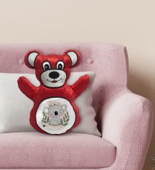 BK Gift Sevimli Koala Tasarımlı Kırmızı Ayıcık Yastık-1