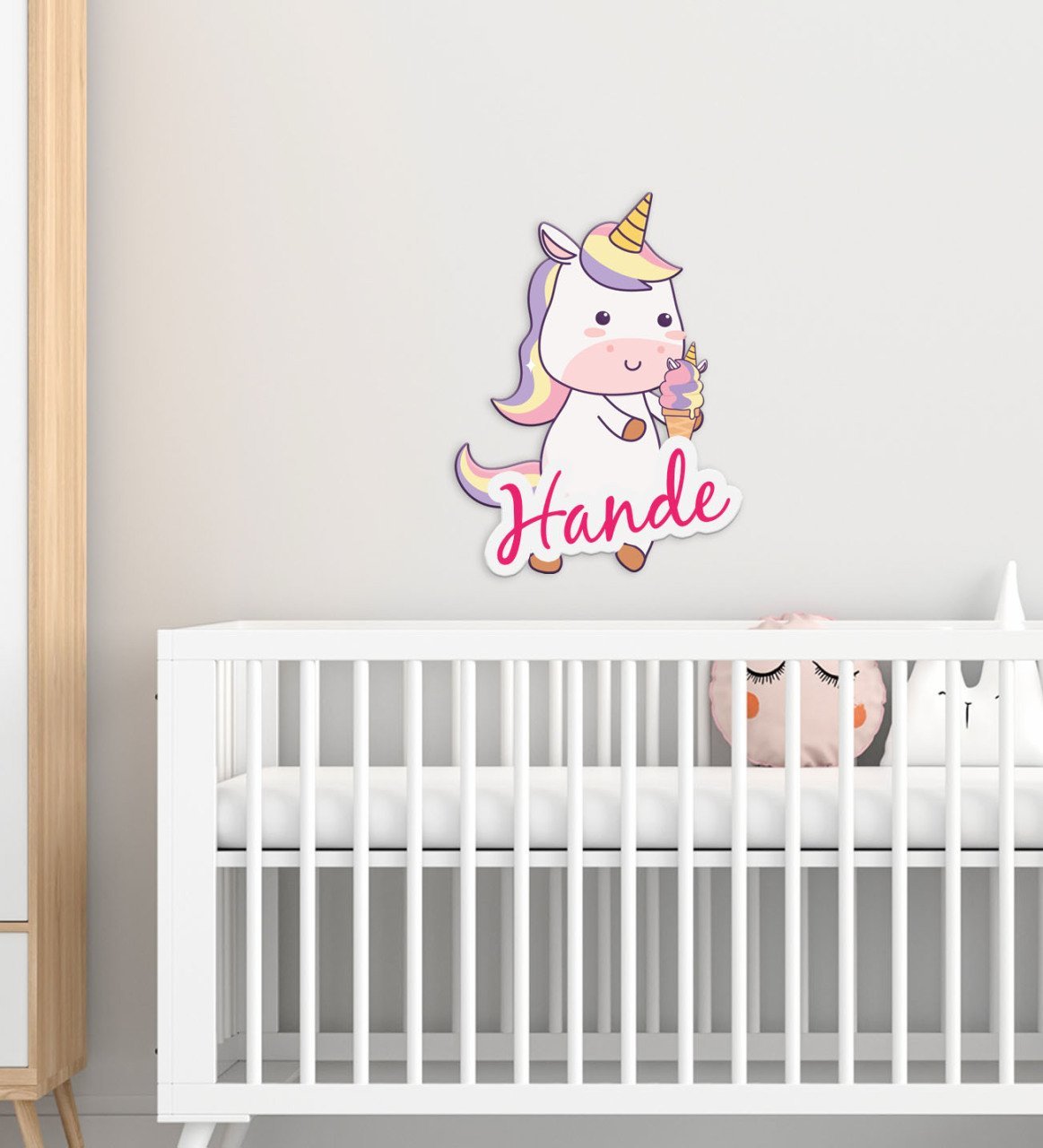 Kişiye Özel Unicorn Tasarımlı Çocuk Odası Ahşap Duvar Süsü-2