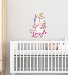 Kişiye Özel Unicorn Tasarımlı Çocuk Odası Ahşap Duvar Süsü-2
