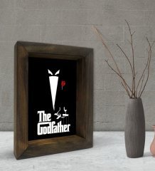 BK Gift Baba Godfather Tasarımlı Dekoratif Doğal Masif Ahşap Çerçeve 15x20cm-25