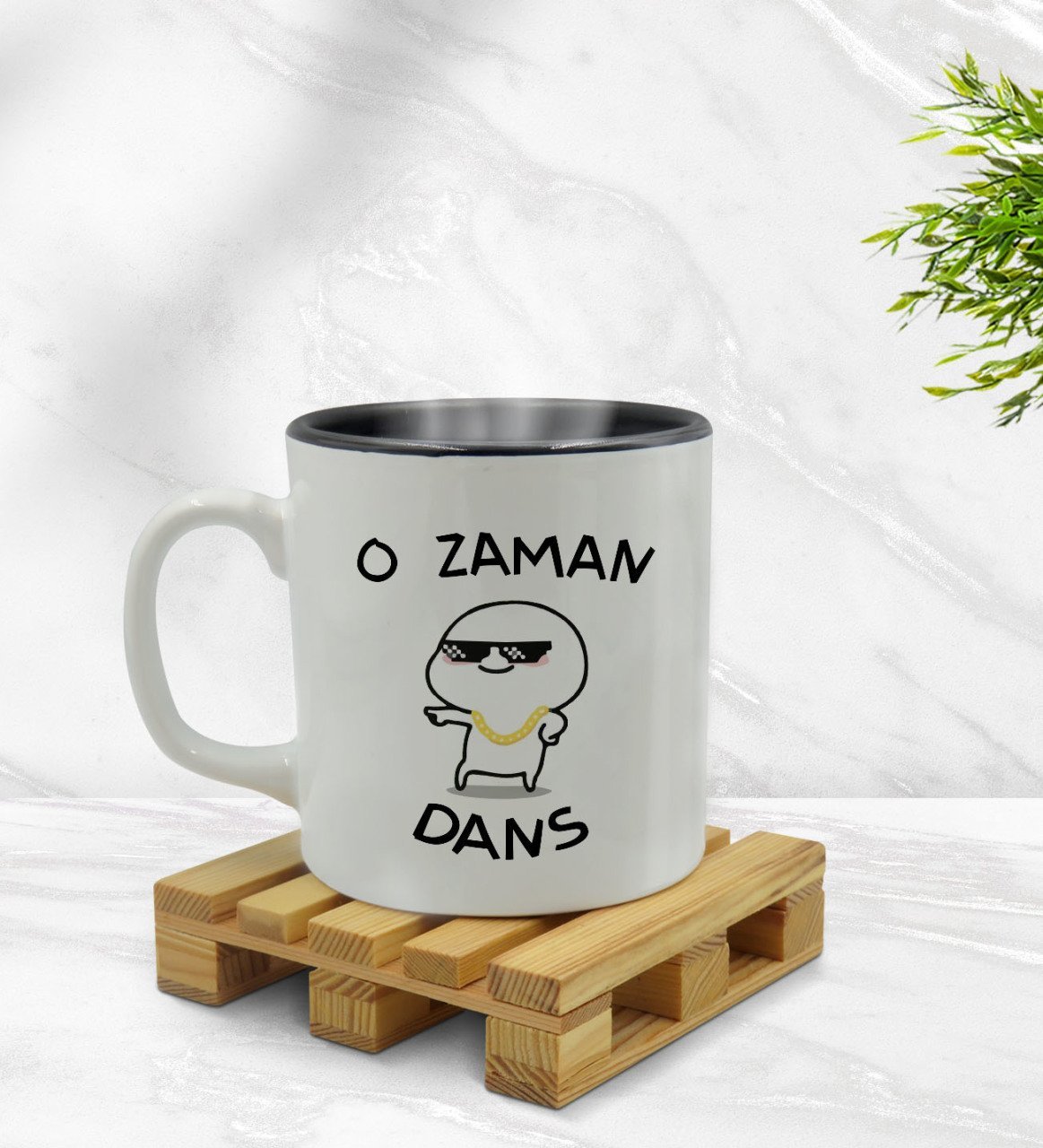 Bk Gift O Zaman Dans Tasarımlı İçi Siyah Renkli Kupa Bardak Model 1