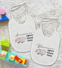 BK Kids Kişiye Özel Anneanne ve Babaanne Tasarımlı 2’li Beyaz Mama Önlüğü-2