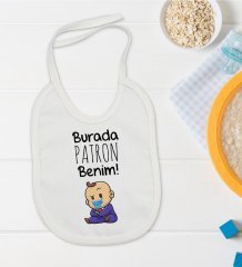 BK Kids Burada Patron Benim Tasarımlı Bebek Mama Önlüğü - Model 1