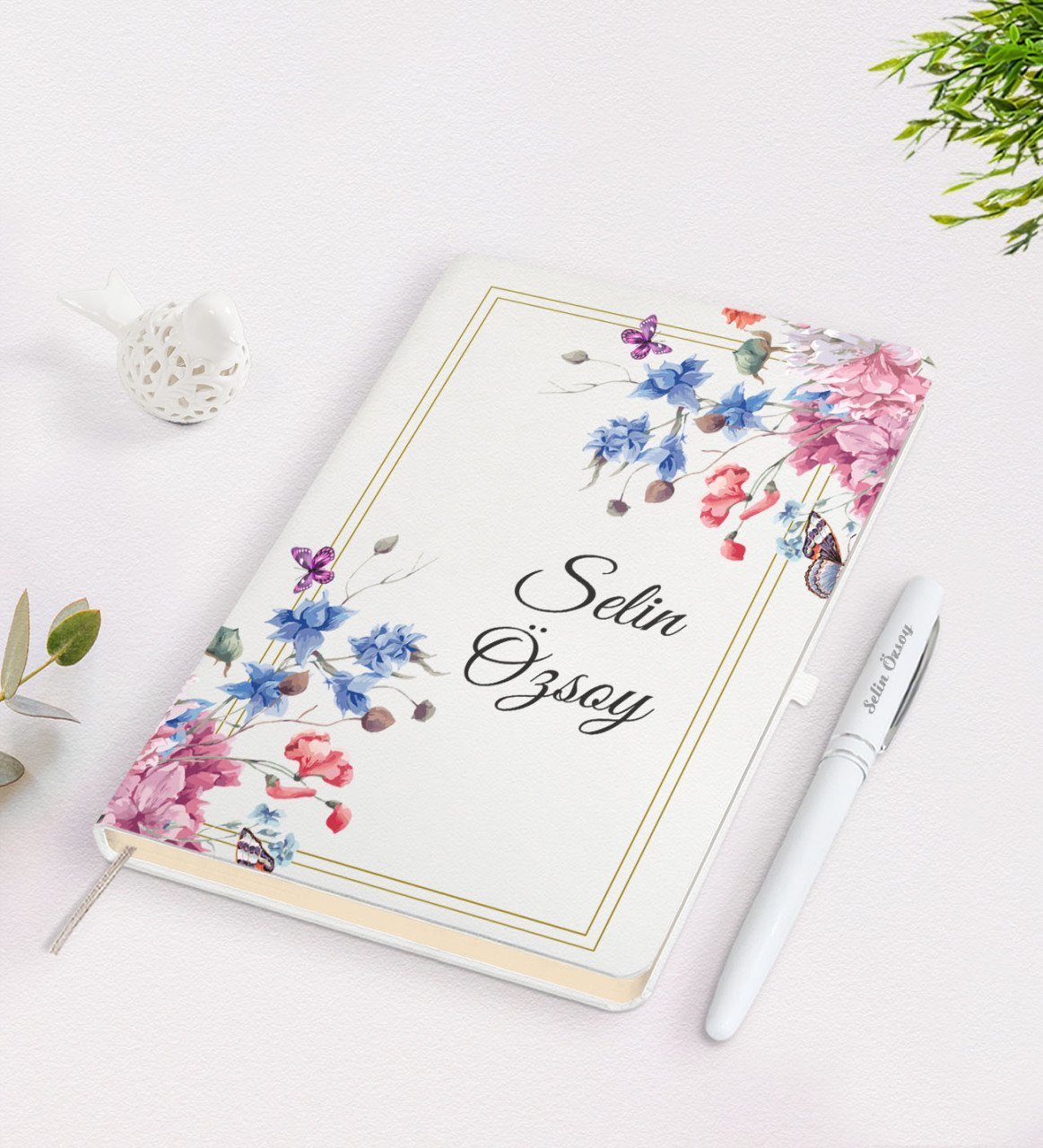 Kişiye Özel İsimli Çerçeveli Defter Kalem Seti-22