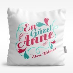 Kişiye Özel En Güzel Anne Tasarımlı Beyaz Saten Yastık - 1
