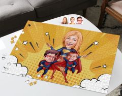 BK Gift Kişiye Özel Aile Tasarımlı 1000 Parça Profesyonel Puzzle, 3'lü  Portre, Aileye Hediye Puzzle-21