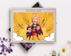 BK Gift Kişiye Özel Aile Tasarımlı 1000 Parça Profesyonel Puzzle, 3'lü  Portre, Aileye Hediye Puzzle-21