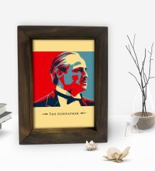 BK Gift Baba Godfather Tasarımlı Dekoratif Doğal Masif Ahşap Çerçeve 15x20cm-24