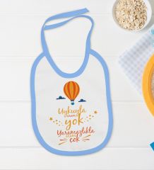 BK Kids Uykuyla Aram Yok Tasarımlı Mavi Bebek Body Zıbın ve Mama Önlüğü Hediye Seti-1