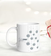 BK Gift Kişiye Özel Yılbaşı Temalı Işıklı Fanus Biblo ve Kupa Hediye Seti-3