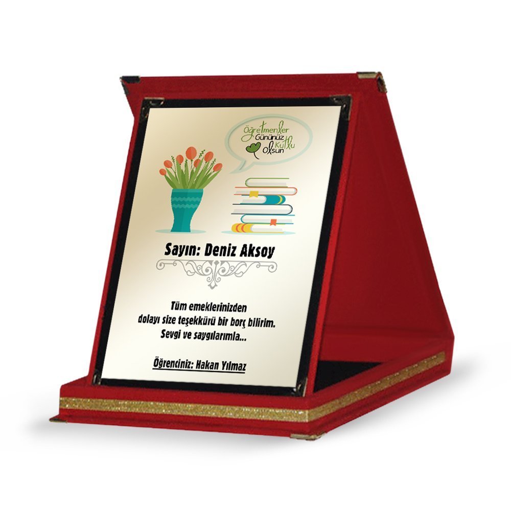 Kişiye Özel Kırmızı Plaket (Öğretmenler Günü Temalı-18)
