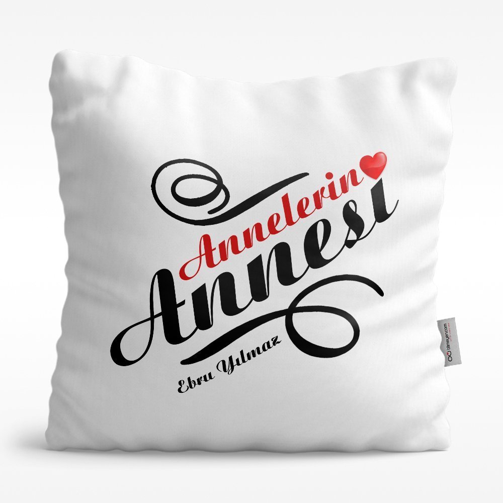 Kişiye Özel Annelerin Annesi Tasarımlı Beyaz Saten Yastık - 1