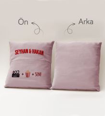 BK Gift Kişiye Özel Tasarımlı Organizer Kumanda ve Atıştırmalık Cepli Pembe Kırlent Yastık- 1, Ev Dekoru, Ev Hediyesi