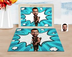 Kişiye Özel Okçu Karikatürlü 1000 Parça Profesyonel Puzzle-1
