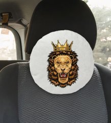 BK Gift Aslan Tasarımlı Yuvarlak Araç Koltuk Yastığı-1