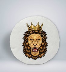 BK Gift Aslan Tasarımlı Yuvarlak Araç Koltuk Yastığı-1