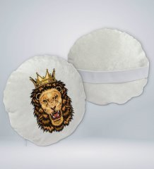 BK Gift Aslan Tasarımlı Yuvarlak Araç Koltuk Yastığı-1