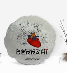 Kişiye Özel İsimli Kalp Damar Cerrahı Tasarımlı Dekoratif Kırlent Yastık-4