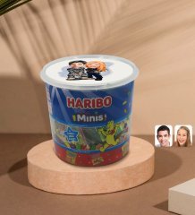 Kişiye Özel Sevgililer Karikatürlü Dev Boy Haribo Minis Kovası (10gx100adet) Model 7