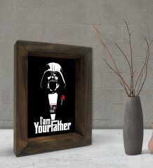 BK Gift Baba Godfather Tasarımlı Dekoratif Doğal Masif Ahşap Çerçeve 15x20cm-23