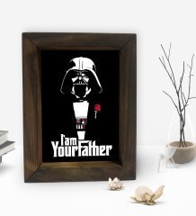 BK Gift Baba Godfather Tasarımlı Dekoratif Doğal Masif Ahşap Çerçeve 15x20cm-23
