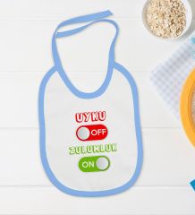 BK Kids Uyku Off Tasarımlı Mavi Bebek Body Zıbın ve Mama Önlüğü Hediye Seti-1