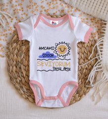 BK Kids Kişiye Özel Pembe Bebek Body Zıbın - Model 94