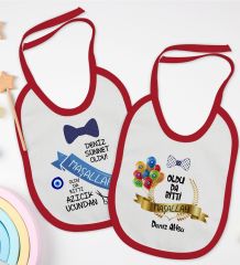 BK Kids Kişiye Özel Sünnet Tasarımlı 2’li Kırmızı Mama Önlüğü-2