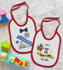 BK Kids Kişiye Özel Sünnet Tasarımlı 2’li Kırmızı Mama Önlüğü-2