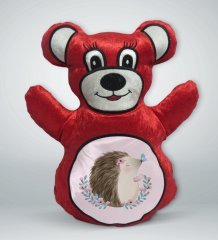 BK Gift Sevimli Kirpi Tasarımlı Kırmızı Ayıcık Yastık-3