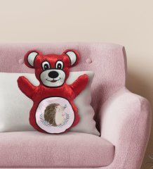 BK Gift Sevimli Kirpi Tasarımlı Kırmızı Ayıcık Yastık-3