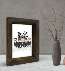 BK Gift Baba Godfather Tasarımlı Dekoratif Doğal Masif Ahşap Çerçeve 15x20cm-22
