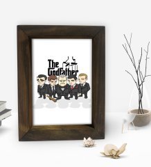 BK Gift Baba Godfather Tasarımlı Dekoratif Doğal Masif Ahşap Çerçeve 15x20cm-22