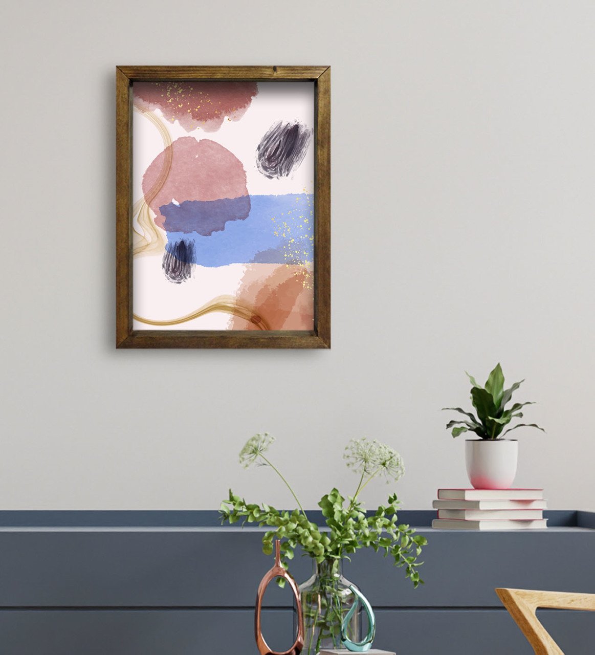 BK Gift Otel Odası Konseptli Doğal Masif Ahşap Çerçeveli Tablo 45x65cm-63