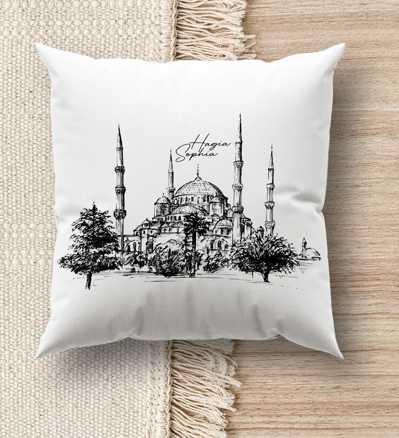 BK Gift İstanbul Tasarımlı Beyaz Kırlent Yastık, Ev Hediyesi, Ev Dekorasyonu, Dekoratif Hediye-14