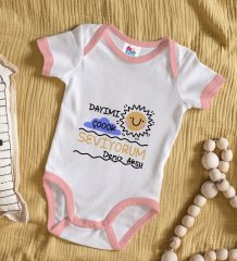BK Kids Kişiye Özel Pembe Bebek Body Zıbın - Model 93