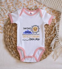 BK Kids Kişiye Özel Pembe Bebek Body Zıbın - Model 93