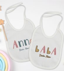 BK Kids Kişiye Özel Anne ve Baba Tasarımlı 2’li Beyaz Mama Önlüğü-4