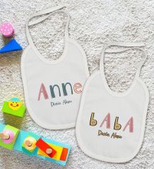 BK Kids Kişiye Özel Anne ve Baba Tasarımlı 2’li Beyaz Mama Önlüğü-4