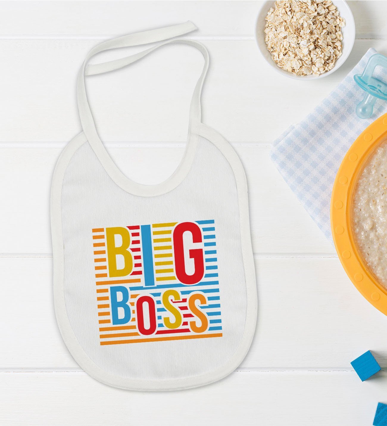 BK Kids Big Boss Tasarımlı Bebek Mama Önlüğü - Model 1