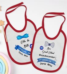 BK Kids Kişiye Özel Sünnet Tasarımlı 2’li Kırmızı Mama Önlüğü-1
