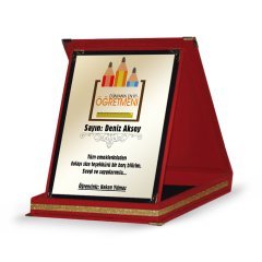 Kişiye Özel Kırmızı Plaket (Öğretmenler Günü Temalı-16)