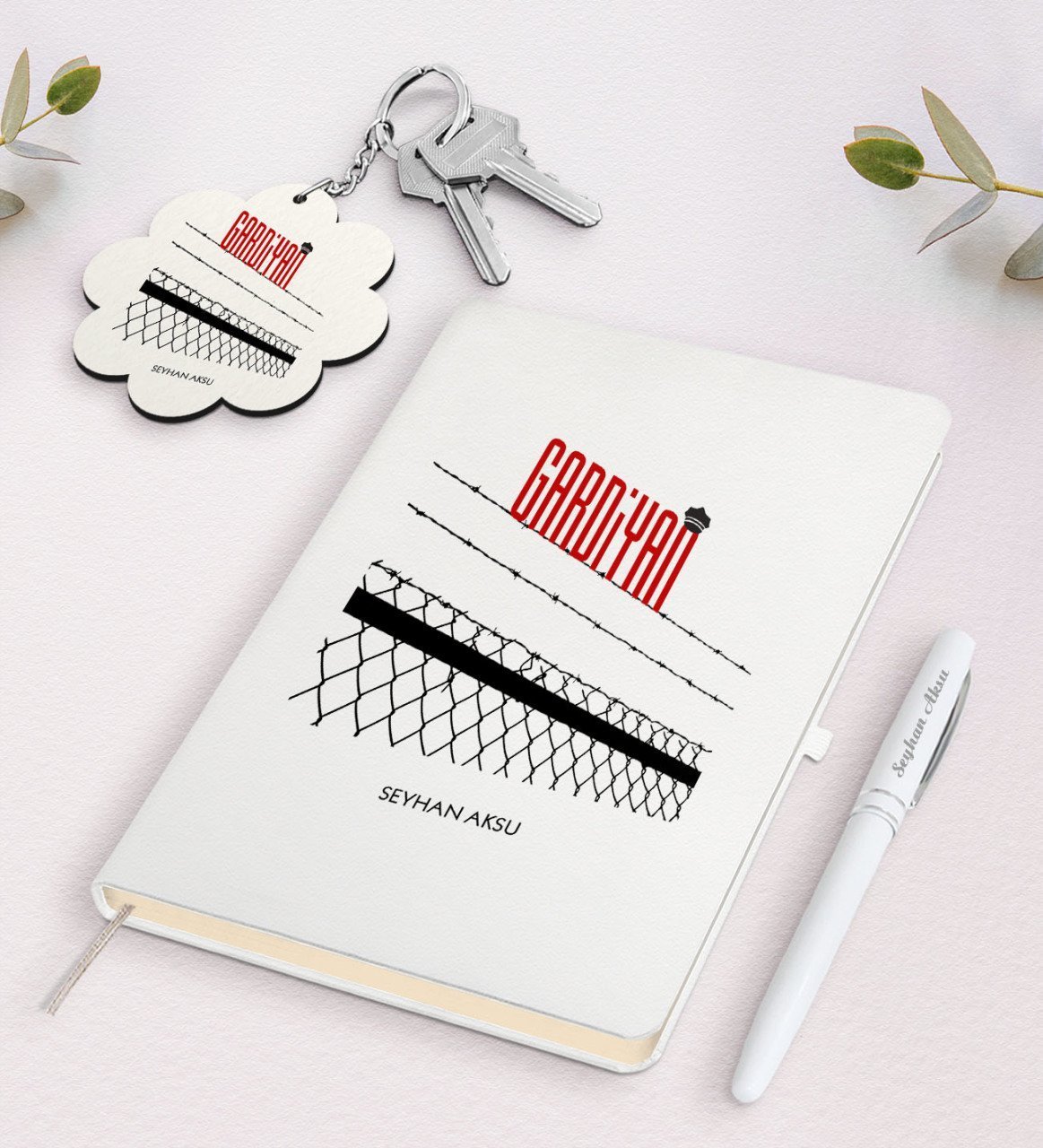 Kişiye Özel Gardiyan Beyaz Defter Kalem Ve Anahtarlık Hediye Seti-2