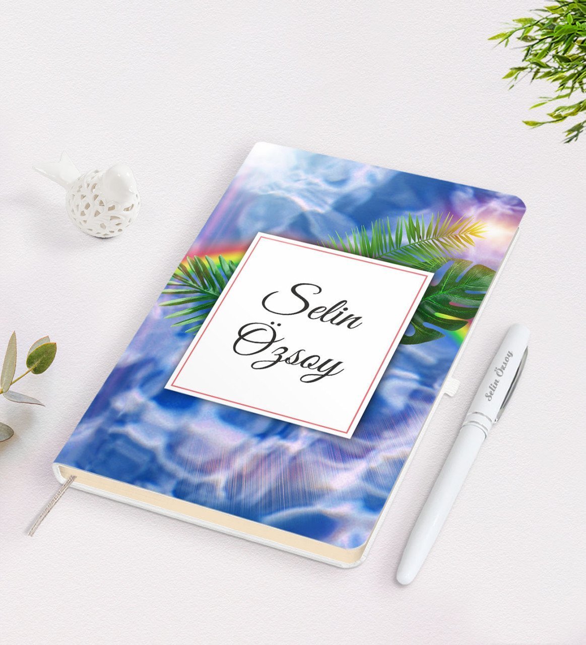 Kişiye Özel İsimli Çerçeveli Defter Kalem Seti-19