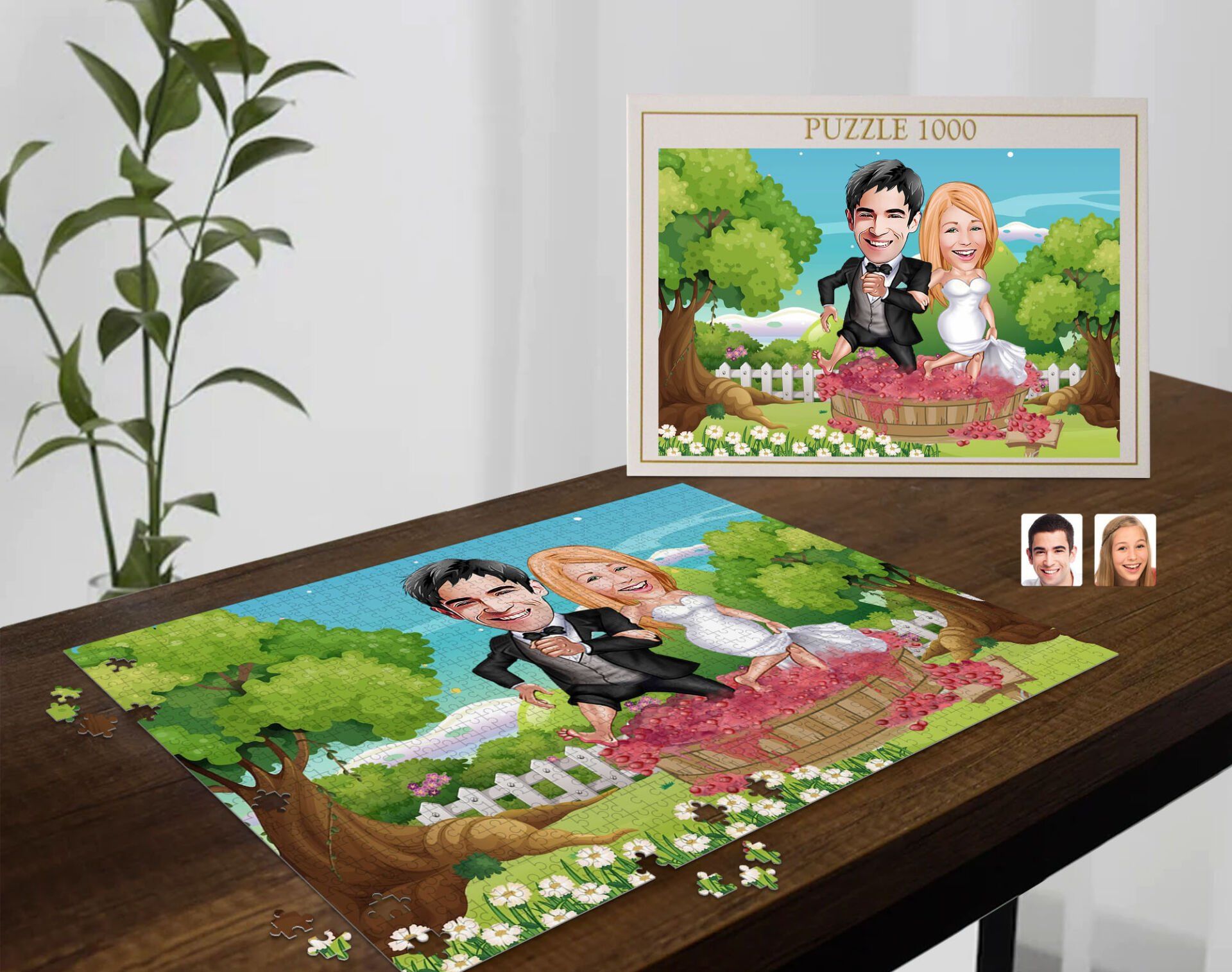 BK Gift Kişiye Özel Aile Tasarımlı 1000 Parça Profesyonel Puzzle, 3'lü  Portre, Aileye Hediye Puzzle-18