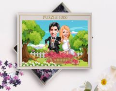 BK Gift Kişiye Özel Aile Tasarımlı 1000 Parça Profesyonel Puzzle, 3'lü  Portre, Aileye Hediye Puzzle-18