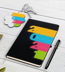 Kişiye Özel 2023 Mutlu Yıllar Siyah Defter Kalem ve Anahtarlık Hediye Seti-12